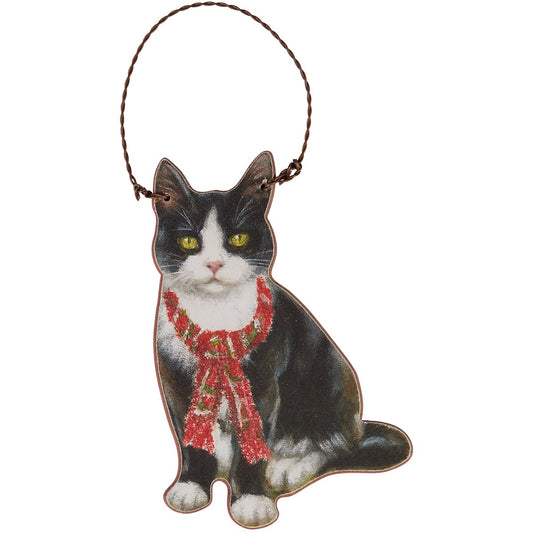 Tuxedo Cat in Scarf Ornament