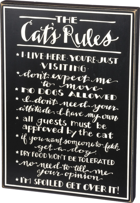 Cats Rules Box Sign 14X19