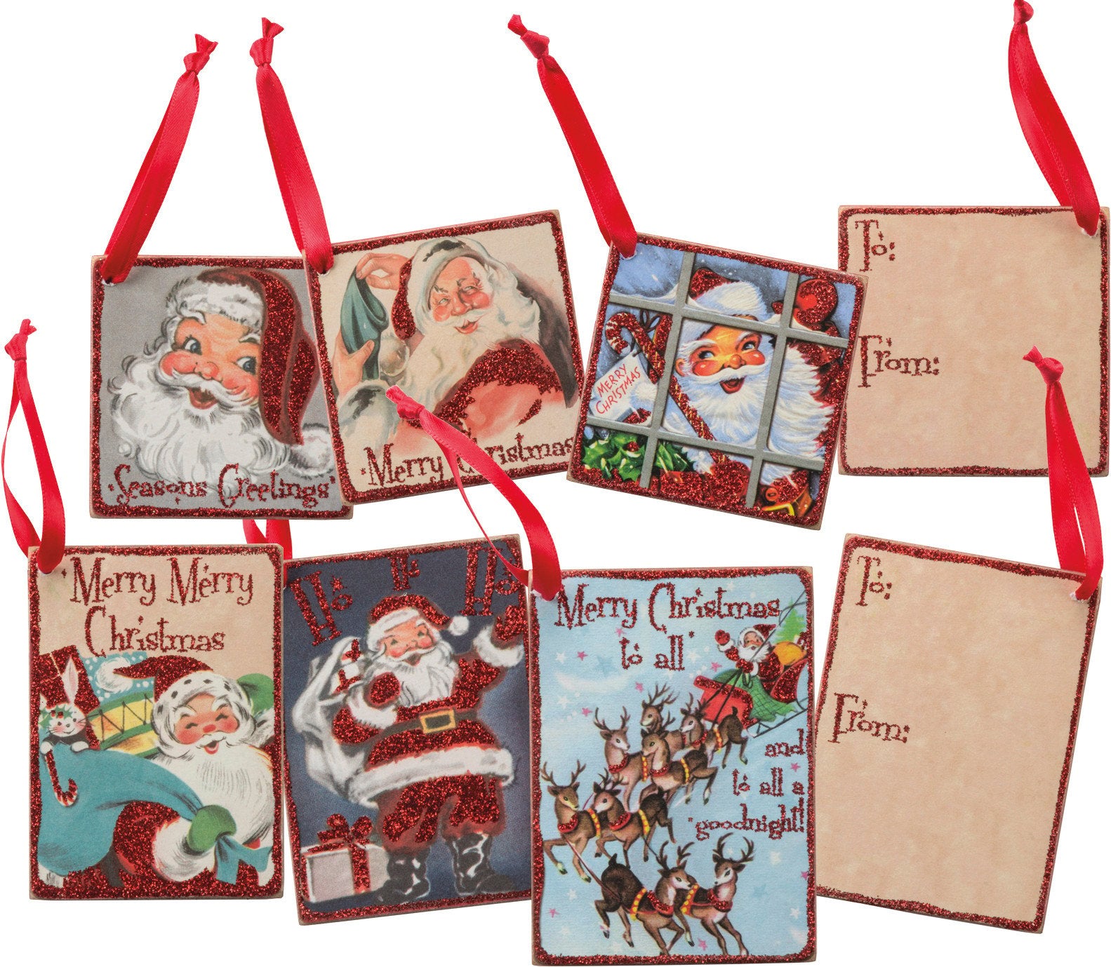 Retro Santa Gift Tag - Asst