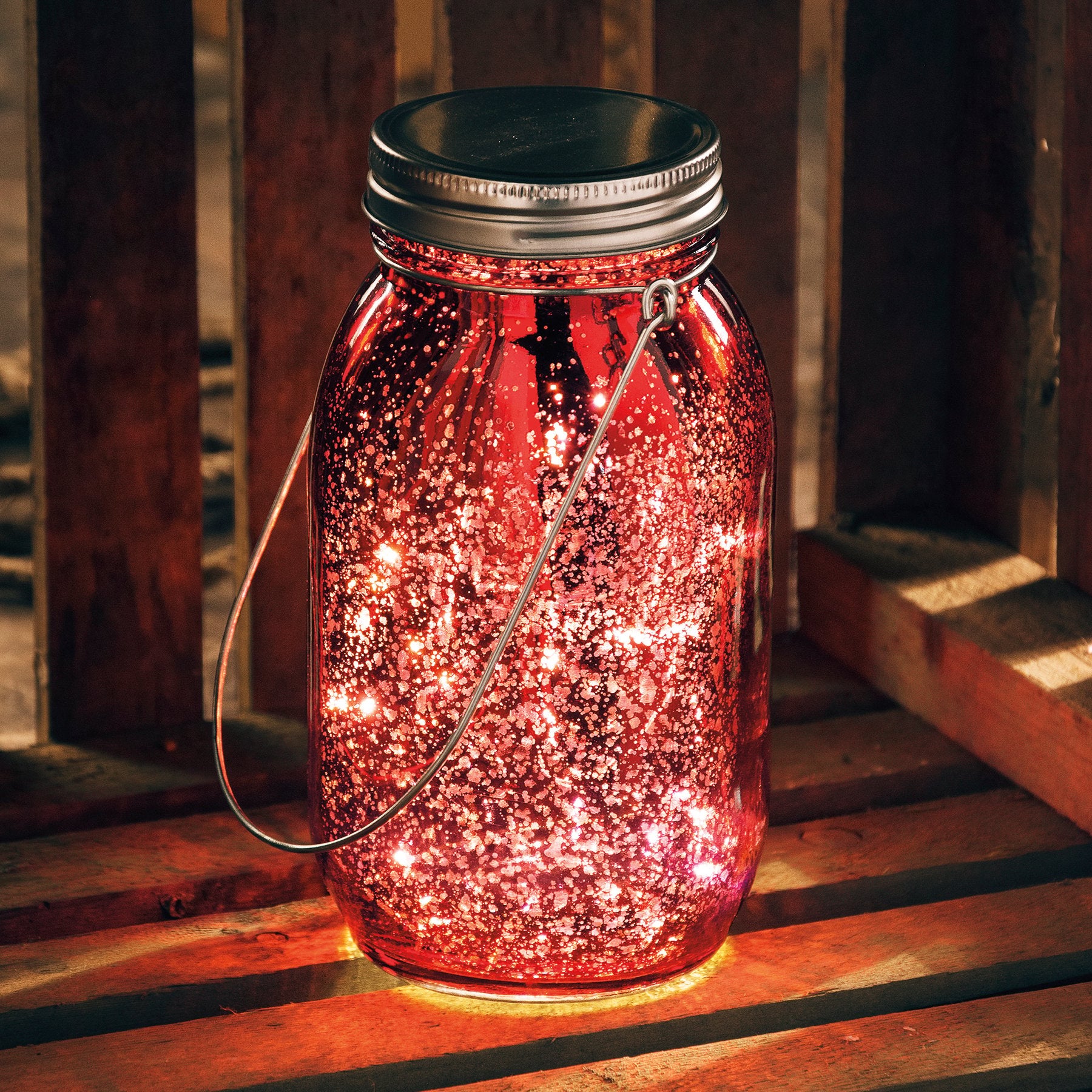 Red Mercury Glass Lantern