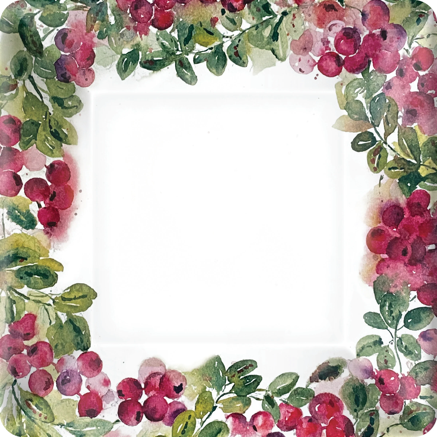 Cranberry Wreath 10" Sq Plates