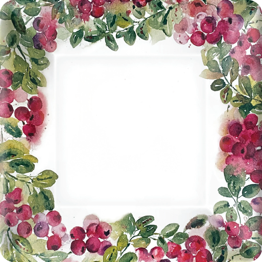 Cranberry Wreath 10" Sq Plates