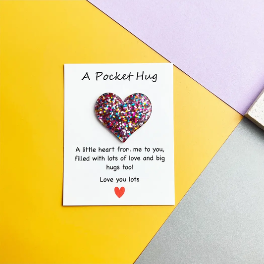 Multi Glitter Heart Pocket HUG