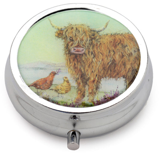 Green Highland Cow Pill Box