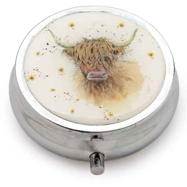 White Highland Cow Pill Box