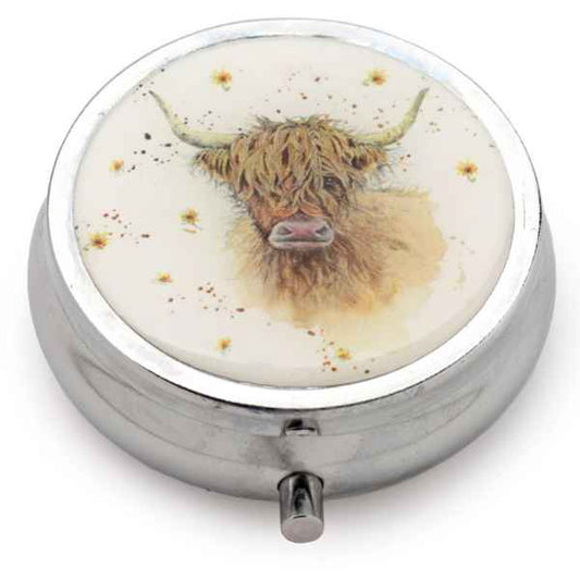 White Highland Cow Pill Box