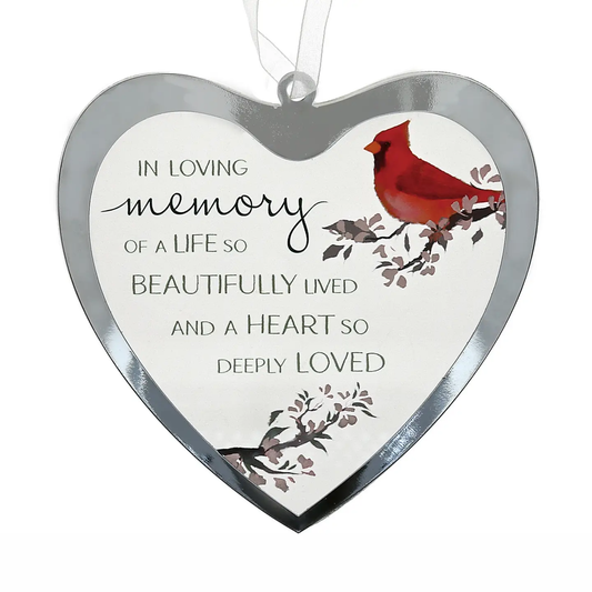 In Loving Memory Glass Heart Ornament