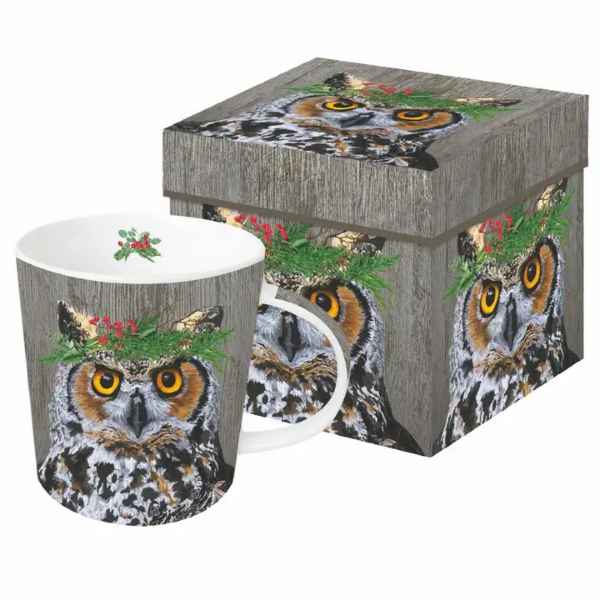 Winterberry Owl Mug In Box