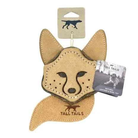 4" NATURAL LEATHER & WOOL FOX TOY