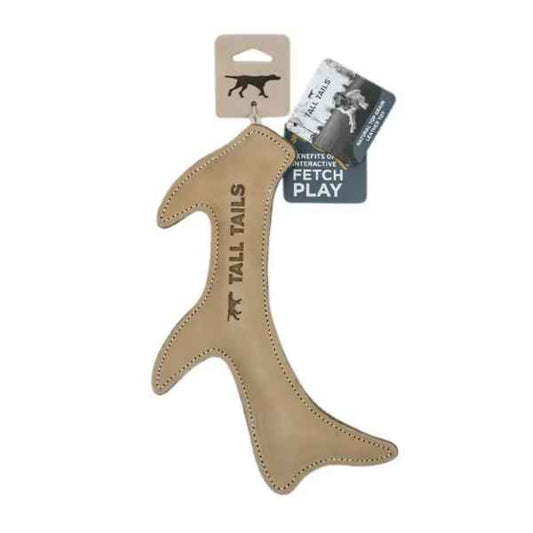 11" LEATHER & WOOL ANTLER DOG TOY