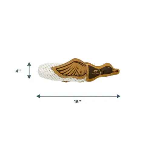 15" NATURAL LEATHER QUACKERS ROPE TUG