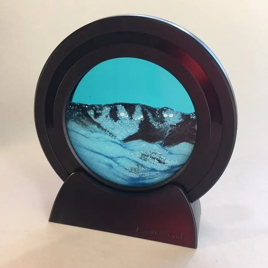 4" BLACK ACRYLIC CIRCLE OCEAN BLUE SANDS