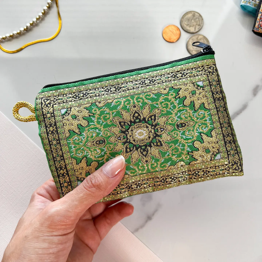 Green Boho Coin Purse