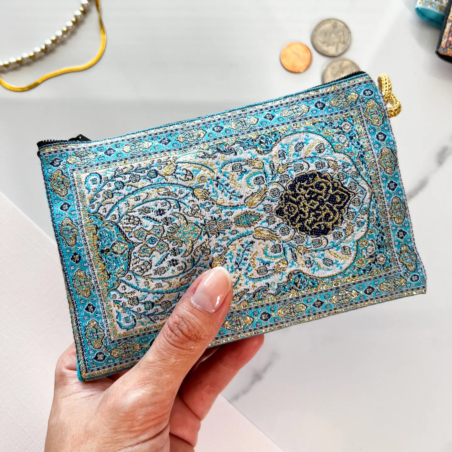 Teal Boho Coin Purse