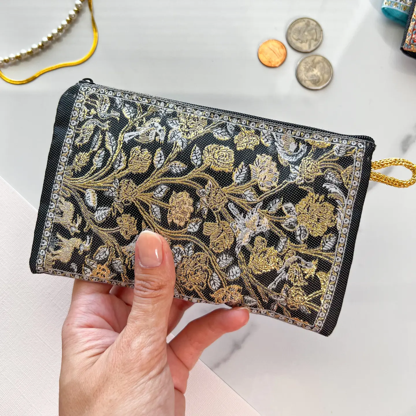 Black Floral Coin Purse