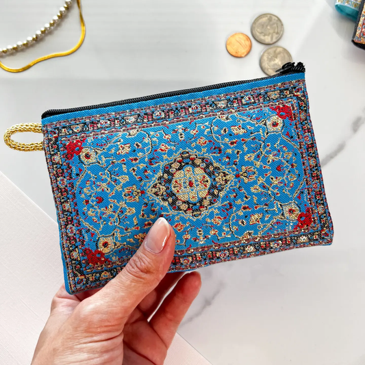 Red Teal Boho Coin Purse
