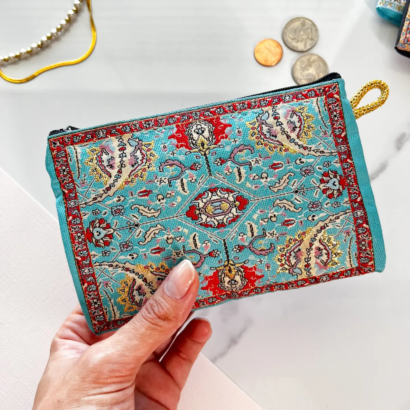 Teal Boho Coin Purse
