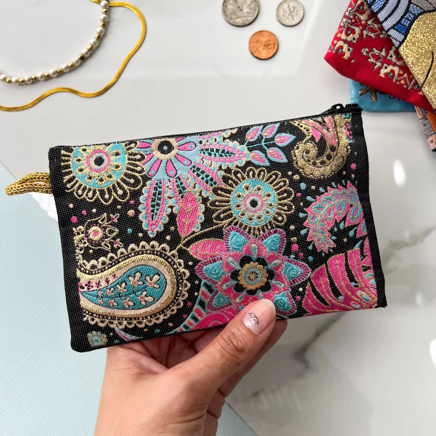 black Paisley Coin Purse