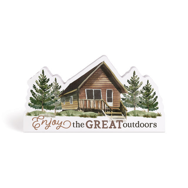 ENJOY THE GREAT OUTDOORS SHAPED SIGN