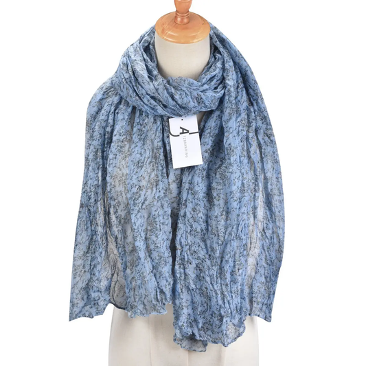 BLUE Floral Crinkle Scarf