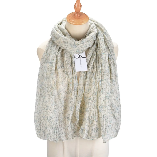 GREEN Floral Crinkle Scarf