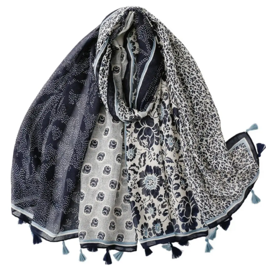 Black Patchwork Wrap Scarf