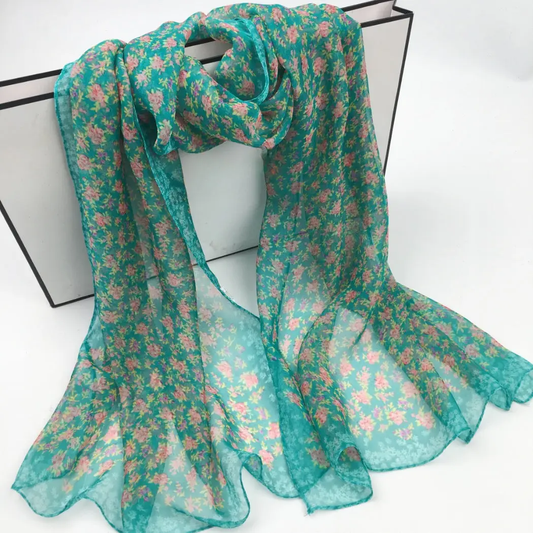 Green Daisy Print Scarf