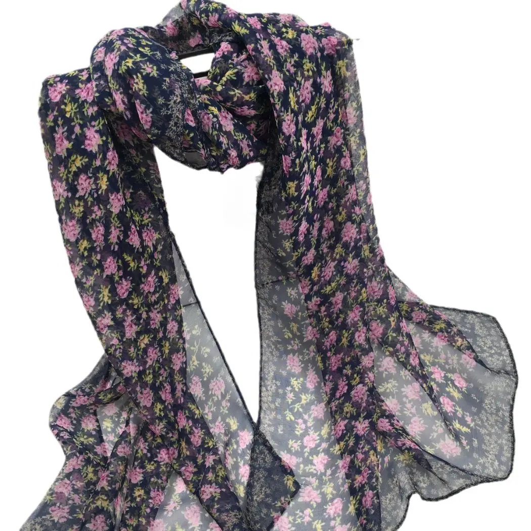 Navy Daisy Print Scarf