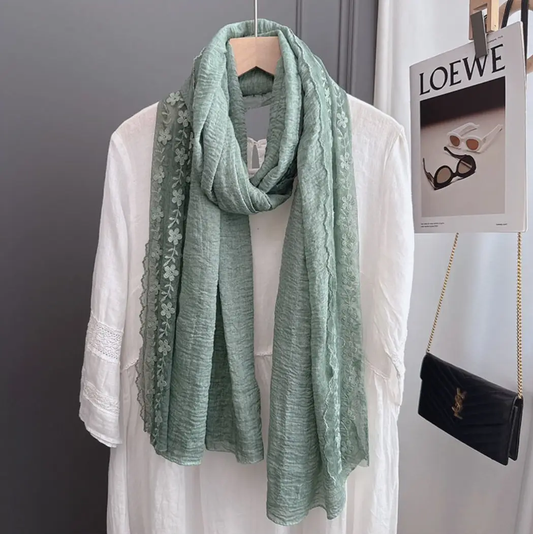 Green Embroidered Scarf