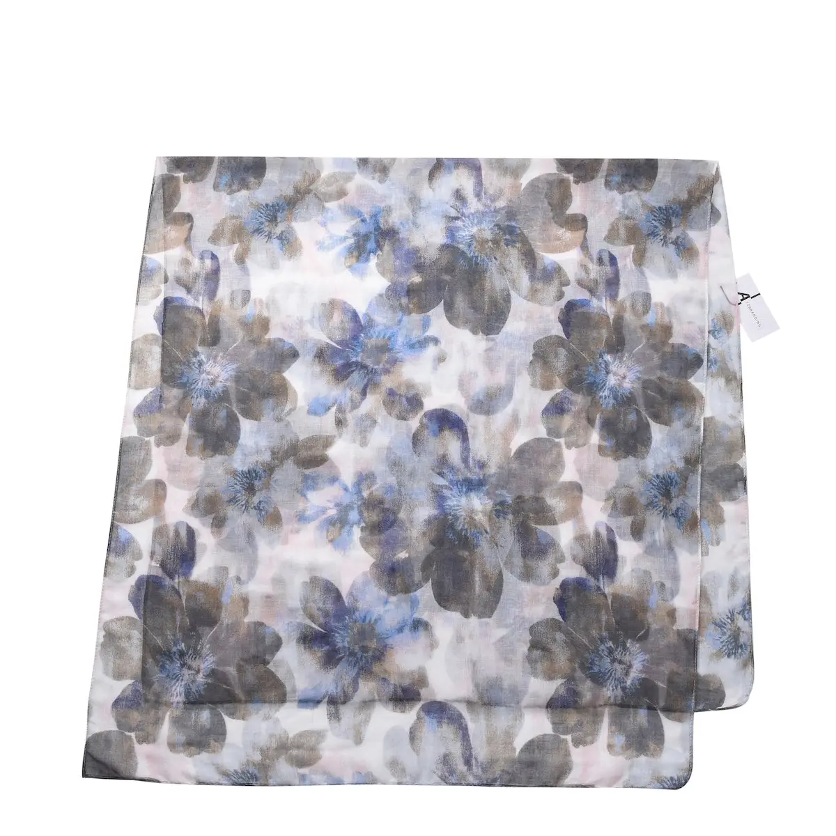 Blue Floral Print Scarf