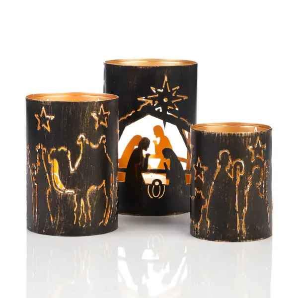 NATVITY STORY 3 PIECE LANTERN SET