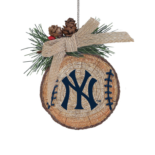 NY Yankees Wood Slice Ornament