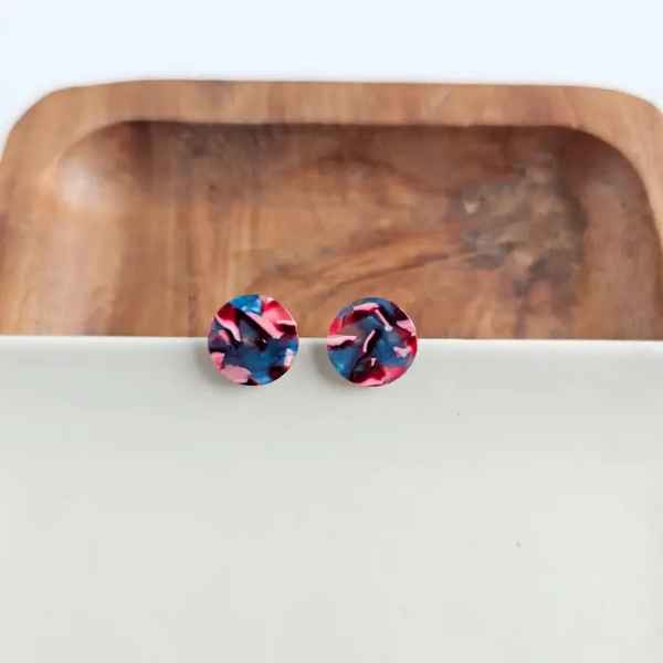 Magenta Teal Studs