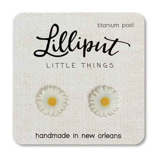 White Daisy Earrings