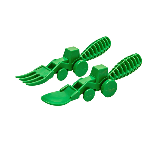 Green Tractor Fork and Spoon Set