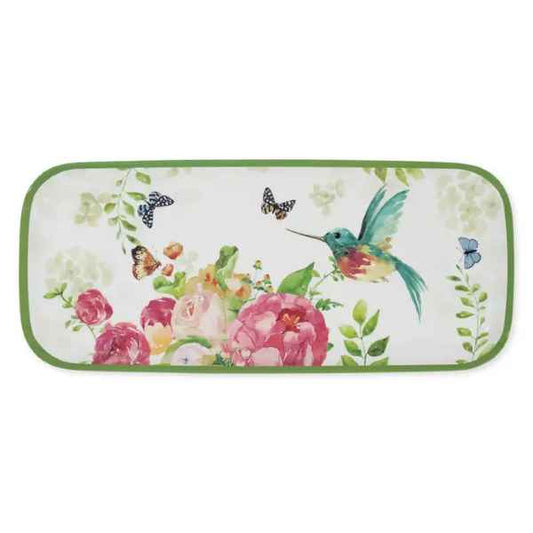 Hummingbird Rose 15" Melamine Tray
