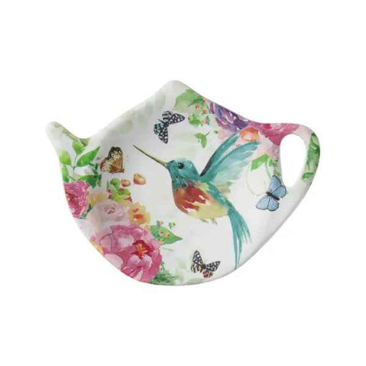 HUMMINGBIRD ROSE GARDEN TEA BAG HOLDER