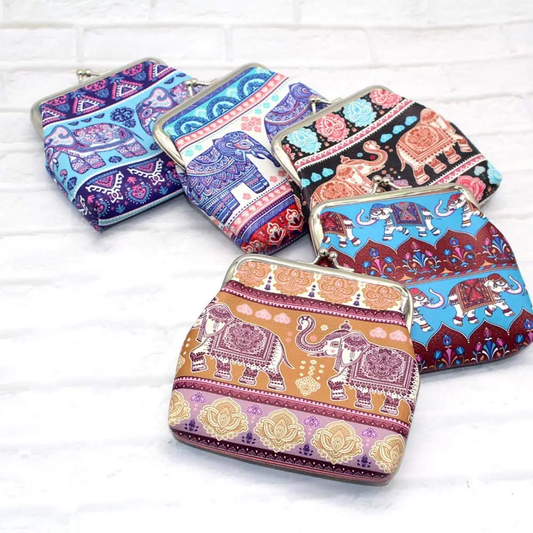 Colorful Elephant Print Coin Purse