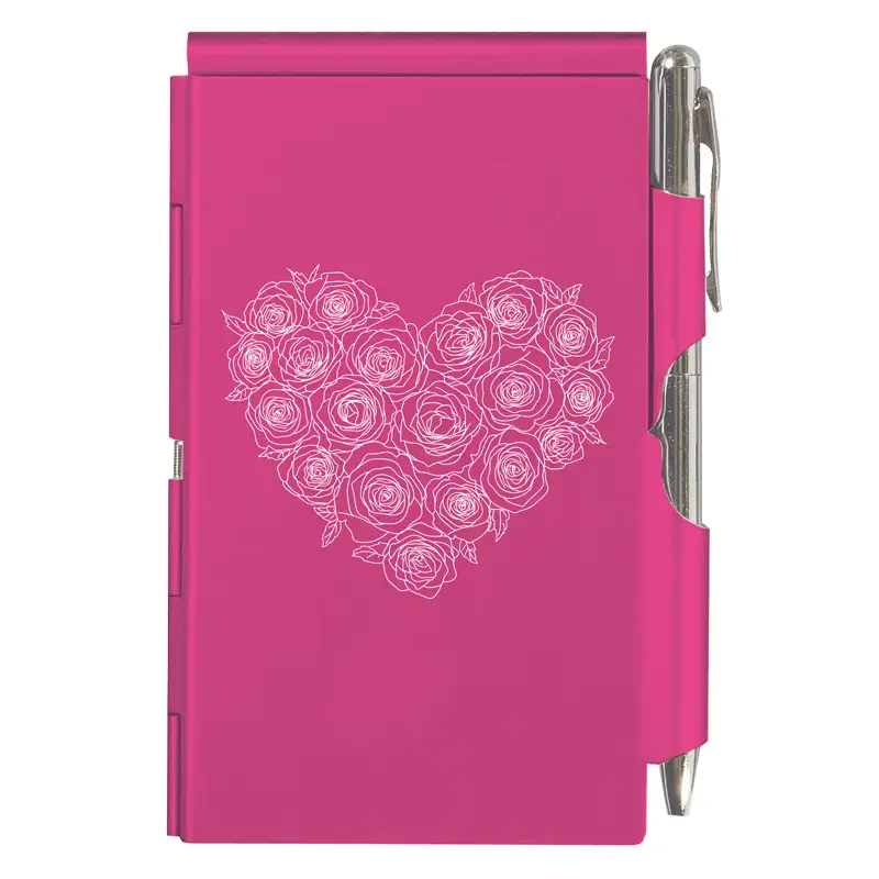 Pink Rose Heart Flip Notes