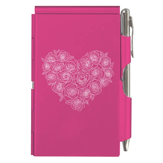 Pink Rose Heart Flip Notes