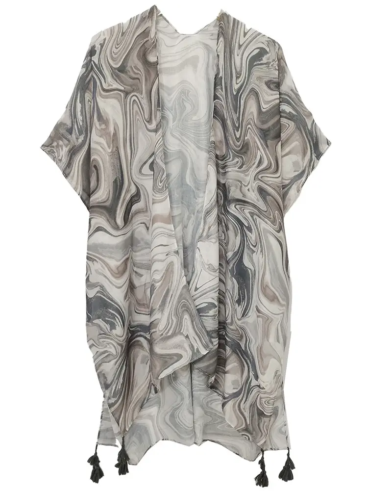 GRAY SWIRL KIMONO