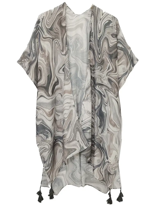 GRAY SWIRL KIMONO