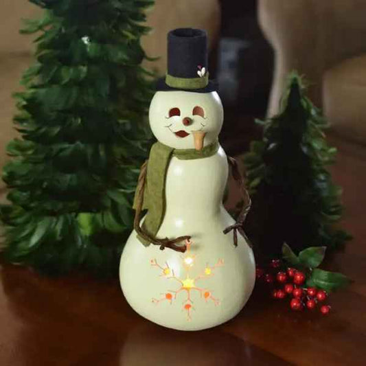 SNOWMAN LIT GOURD WITH ARMS