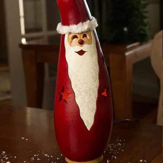 Red Santa Medium Tall Lit Gourd
