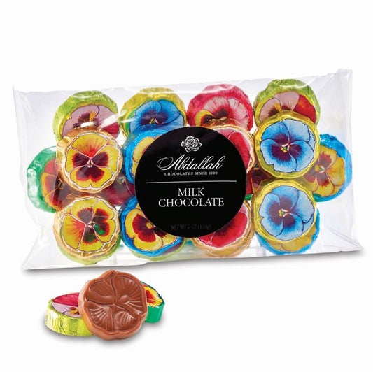 7.5OZ Milk Choc Pansies In Bag Foiled