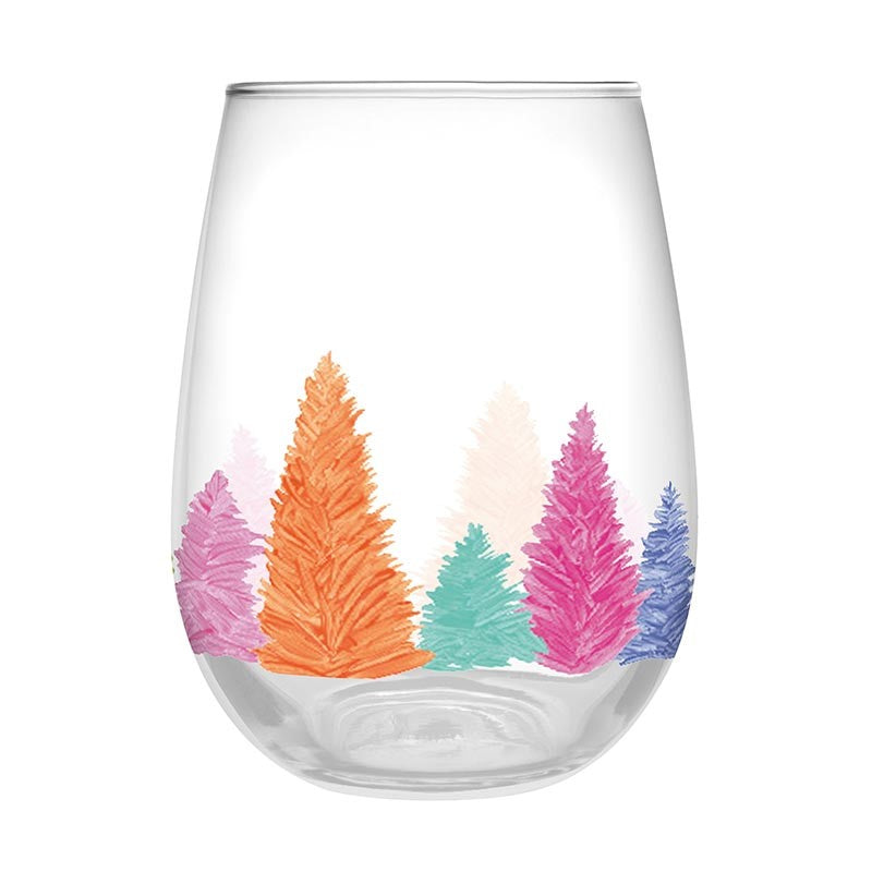 Colorful Tree Stemless Wine Glass