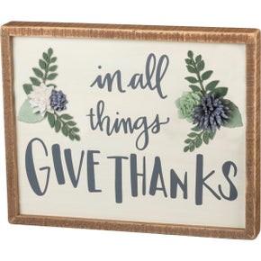 Give Thanks Inset Box Sign