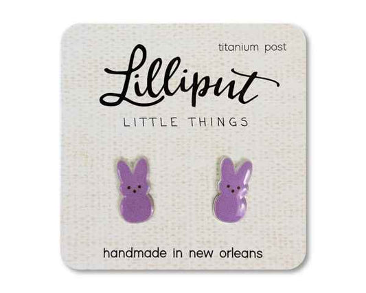 Purple Marshmallow Bunny Earrings