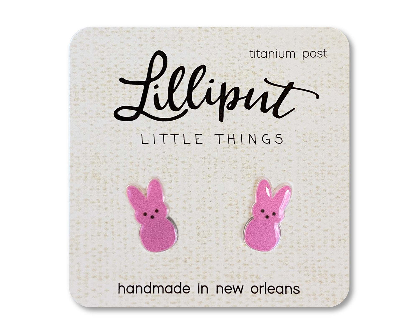 Pink Marshmallow Bunny Earrings