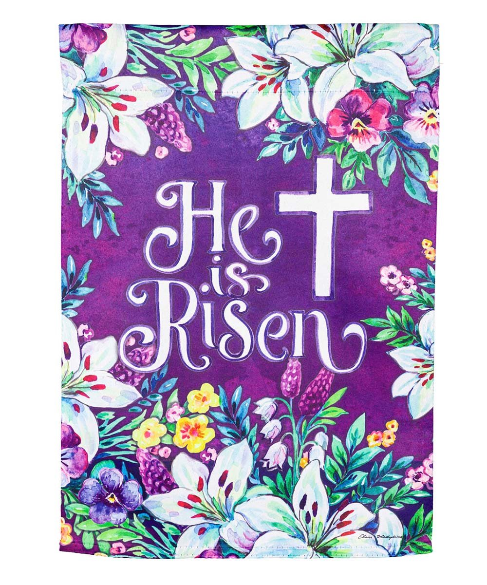 SPRING FLOWERS EASTER CROSS Garden Flag